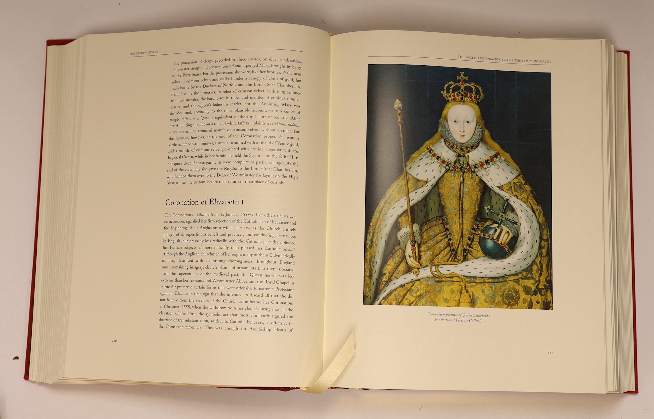 Blair, Claude (editor) - The Crown Jewels: The History of the Coronation Regalia in the Jewel House of the Tower of London, 2 vols, one of 650, signed by Hugh Roberts, 4to, quarter red morocco and red cloth, H.M Statione